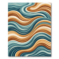 Ocean Blue And Tan Curvy Waves Rug