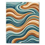 Ocean Blue And Tan Curvy Waves Rug
