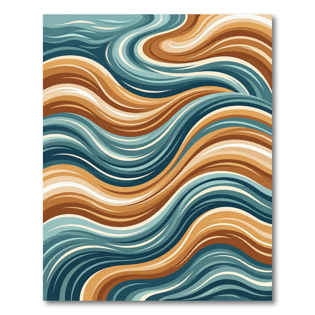 Ocean Blue And Tan Curvy Waves Rug