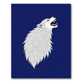 White Howling Wolf Deep Blue Rug