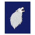 White Howling Wolf Deep Blue Rug