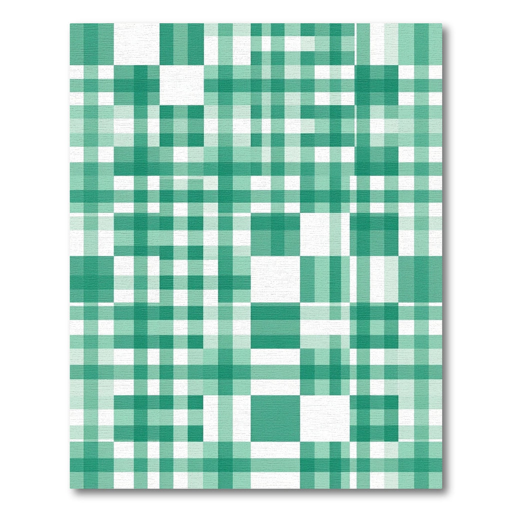 Green White Plaid Geometric Square Arrangement Rug