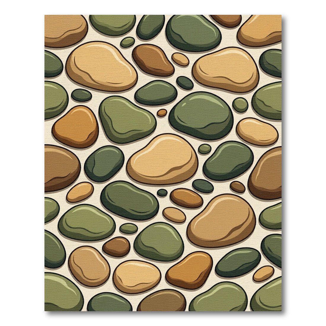 Earthy Stone River Pebble Arrangement Rug