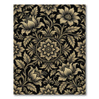 Opulent Black Gold Floral Scroll Rug
