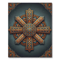 Geometric Amber Sun Radial Mandala Rug