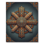 Geometric Amber Sun Radial Mandala Rug