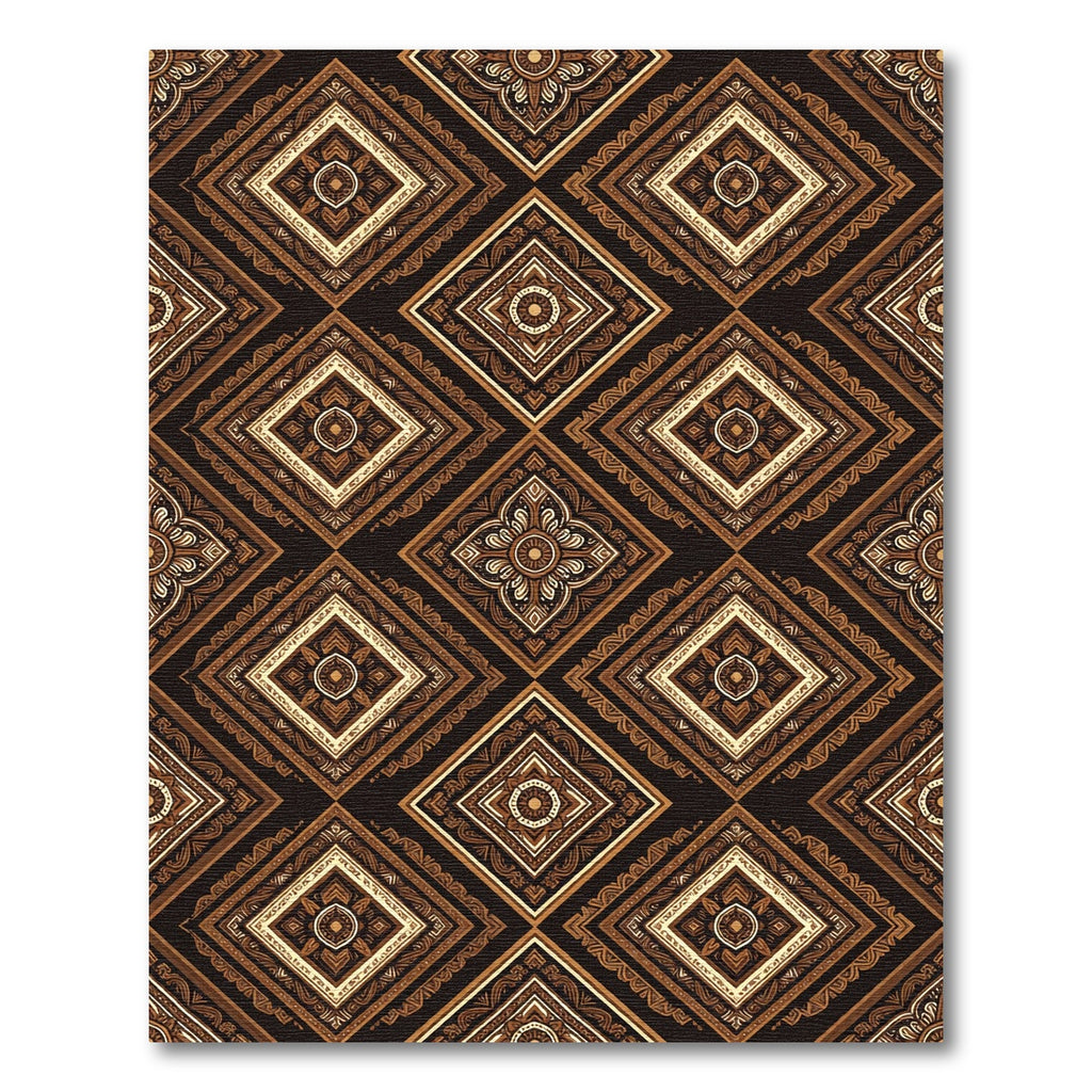 Elegant Brown Earthy Geometric Diamond Rug