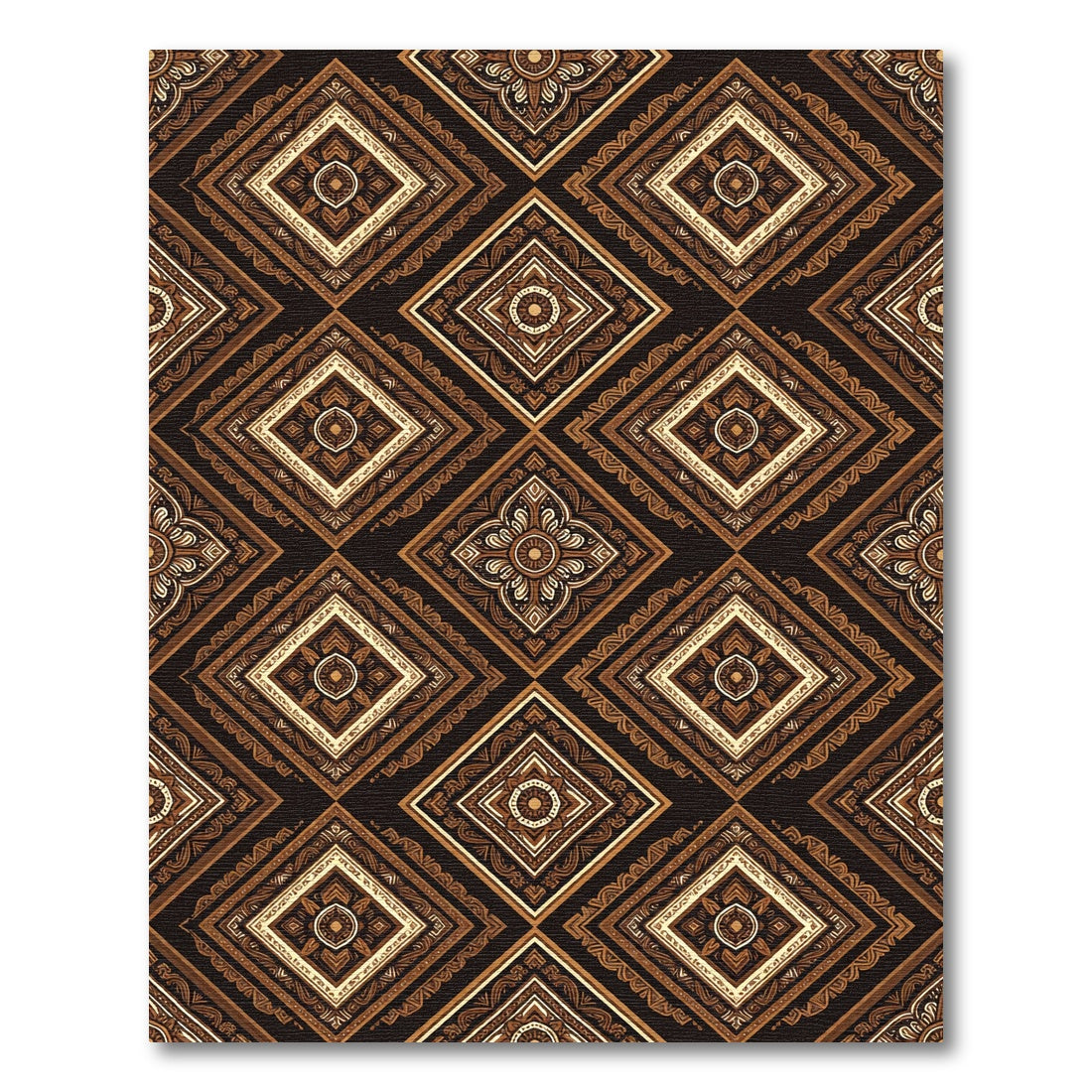 Elegant Brown Earthy Geometric Diamond Rug