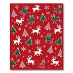 Red Christmas Reindeer Tree Snowflakes Rug