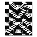 Geometric Monochrome Optical Illusion Staircase Rug