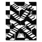 Geometric Monochrome Optical Illusion Staircase Rug