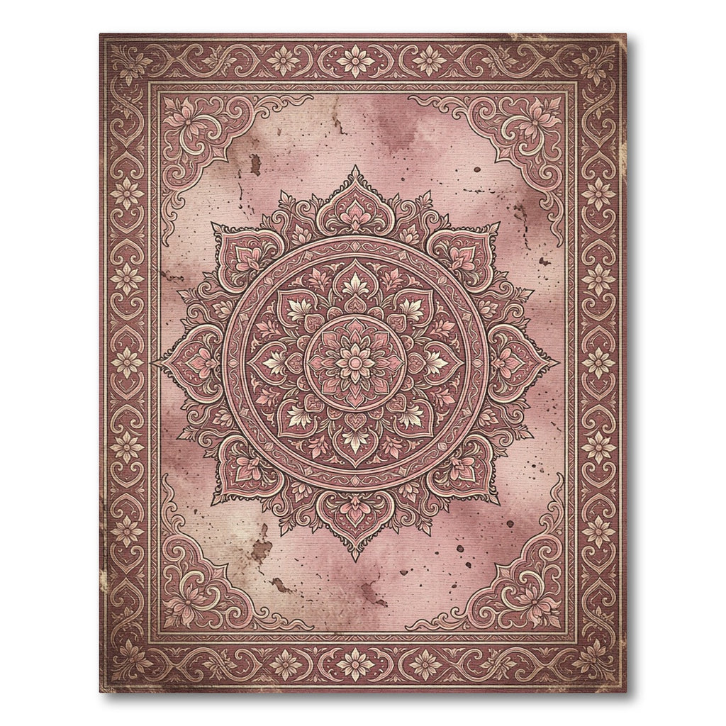 Vintage Rose Floral Medallion Area Rug