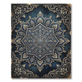 Ornate Navy Blue Floral Mandala Medallion Rug