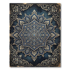 Ornate Navy Blue Floral Mandala Medallion Rug