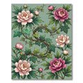 Vintage Pink Peony Ivy Arrangement Rug