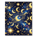 Celestial Golden Moon and Starry Night Rug