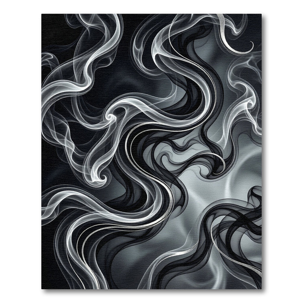 Dark Gray Swirling Smoke Abstract Rug