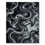 Dark Gray Swirling Smoke Abstract Rug