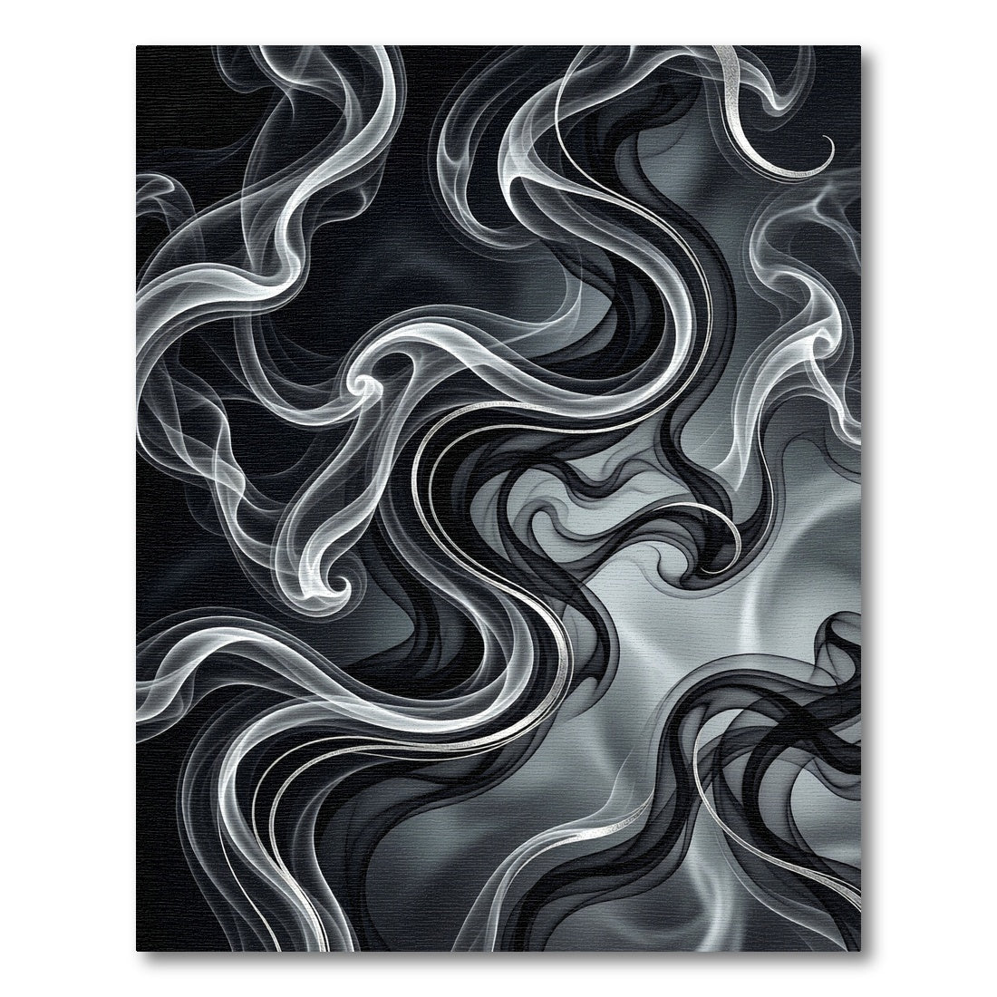 Dark Gray Swirling Smoke Abstract Rug