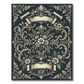 Dark Slate Floral Baroque Scroll Rug