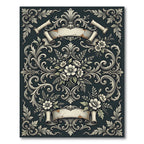 Dark Slate Floral Baroque Scroll Rug