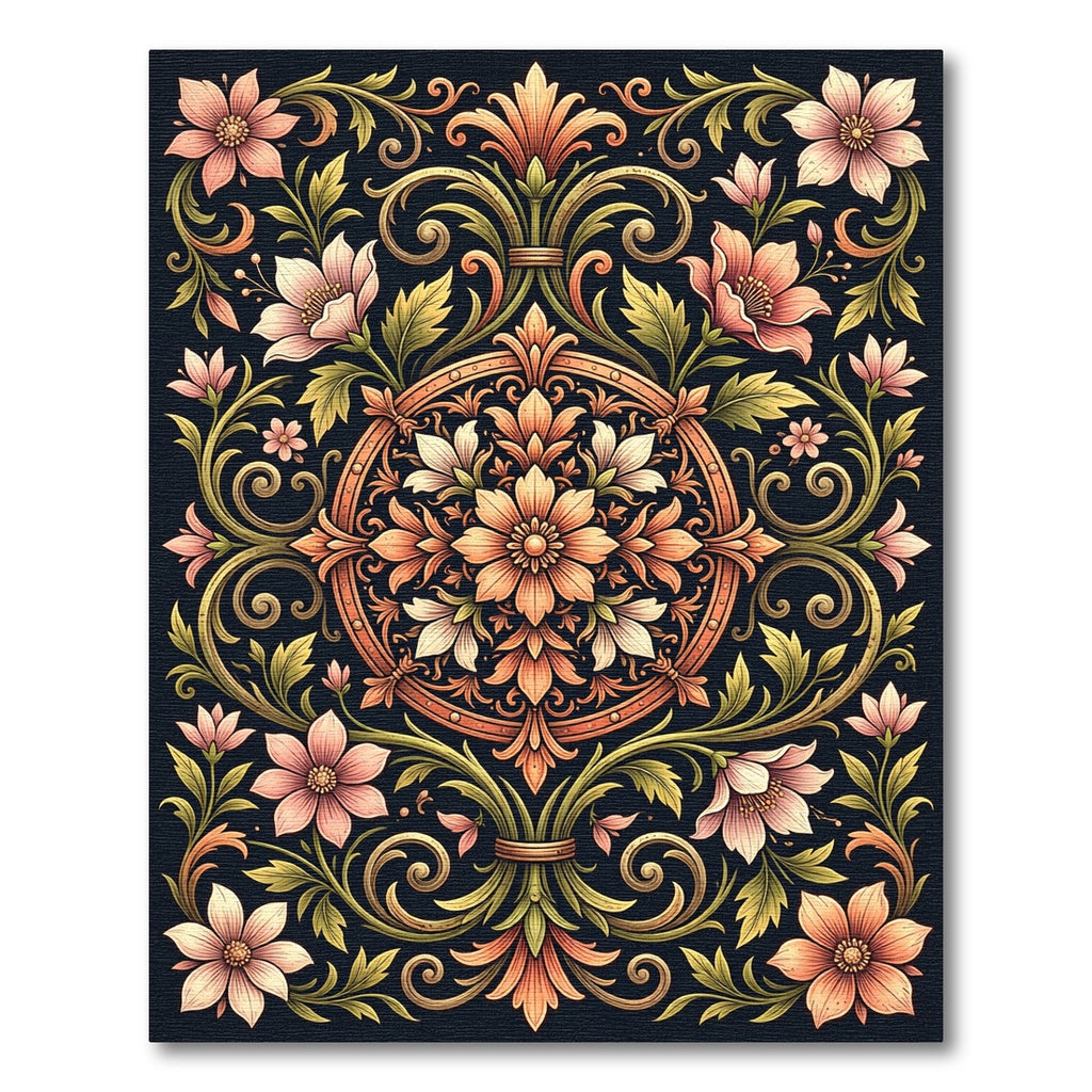 Elegance Blush Floral Symmetry Medallion Rug