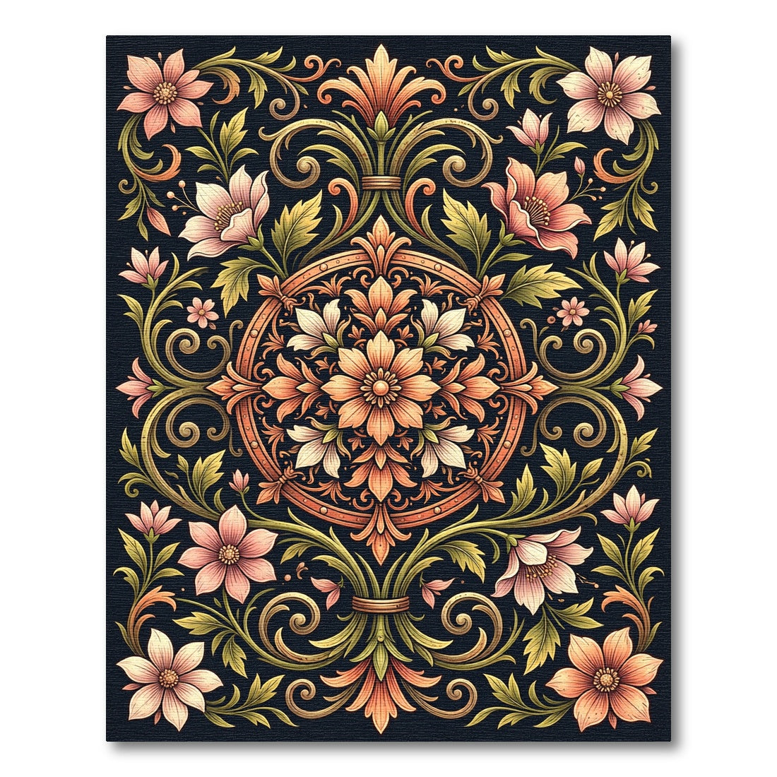 Elegance Blush Floral Symmetry Medallion Rug