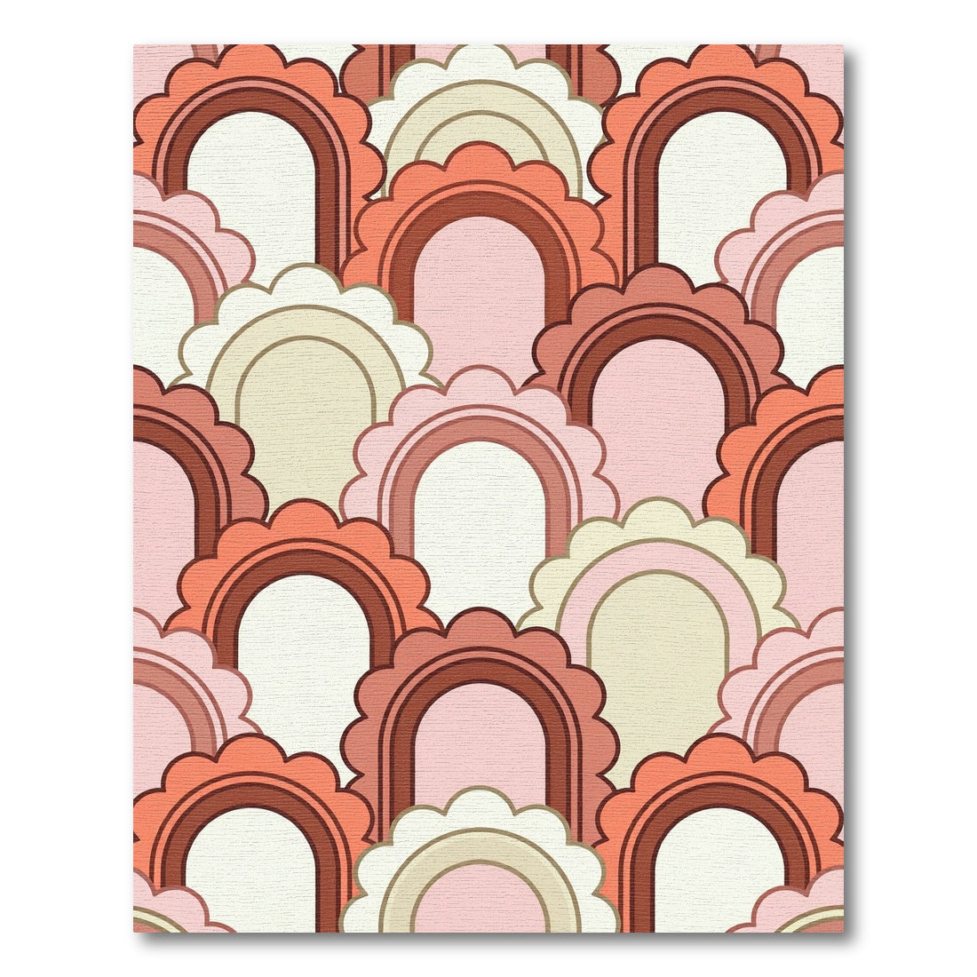 Retro Peach Scalloped Arch Tile Rug