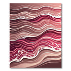 Crimson And Rose Wave Lines Rug