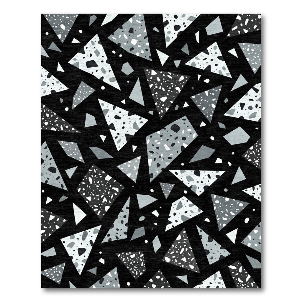 Shades of Gray Terrazzo Triangle Composition Rug