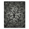 Elegant Black Silver Acanthus Swirl Rug