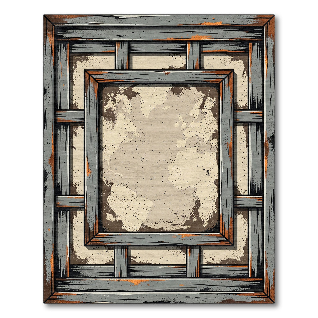 Rustic Wood Grain Stain Layered Rug