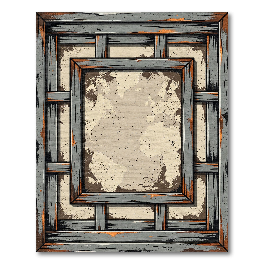 Rustic Wood Grain Stain Layered Rug