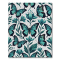 Teal Butterfly and Botanical Garden Rug