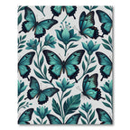 Teal Butterfly and Botanical Garden Rug