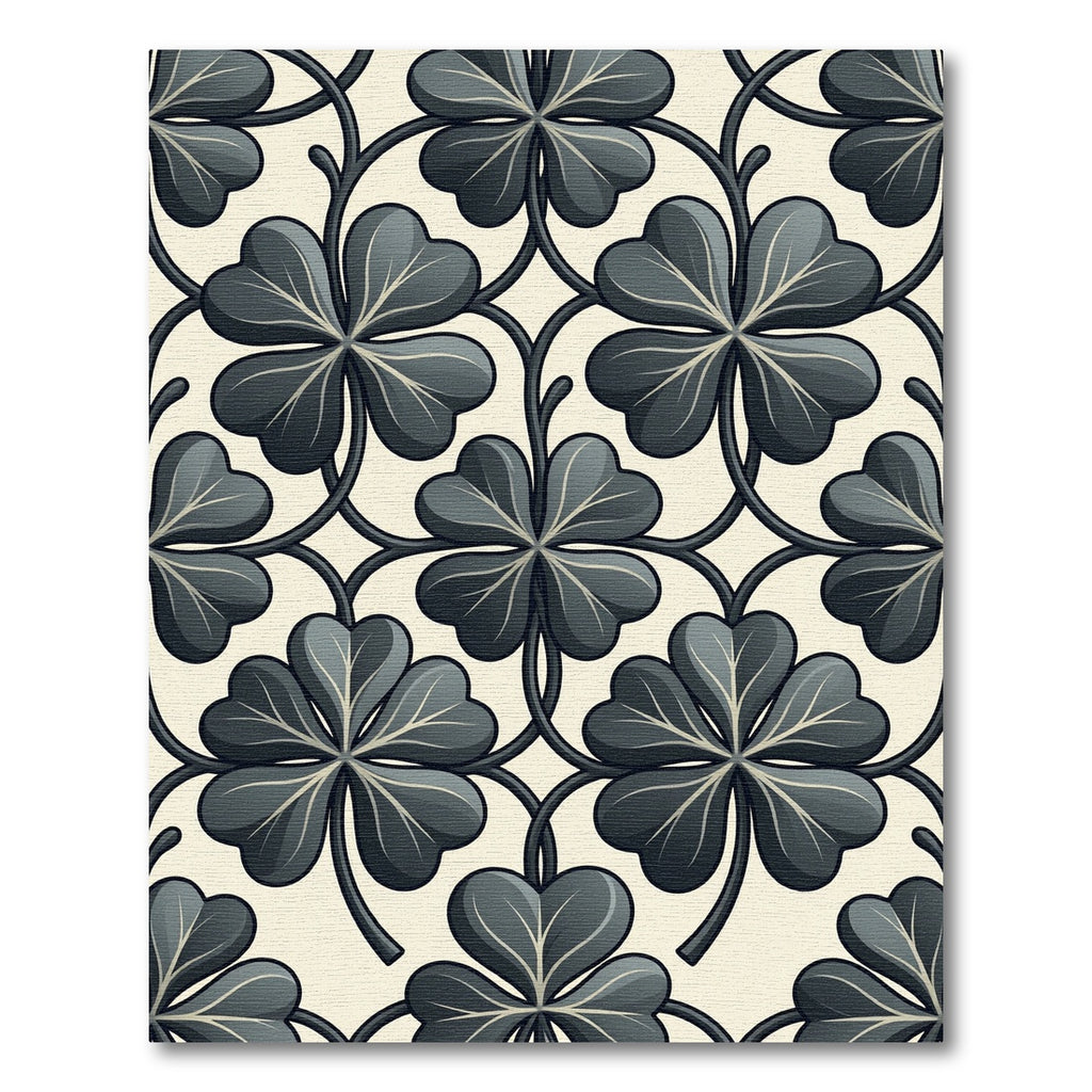 Dark Gray Clover Vine Pattern Rug