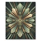 Art Deco Green Gold Sunburst Radiance Rug