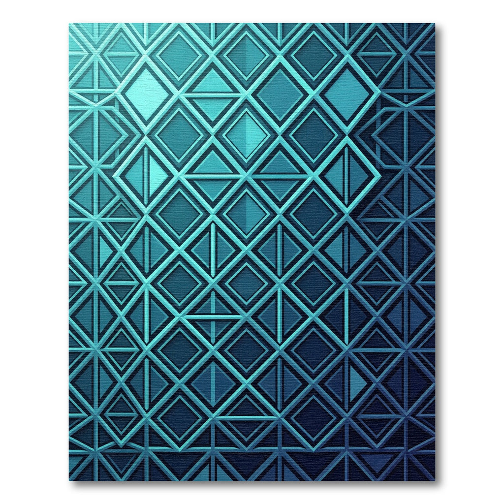 Deep Teal Geometric Diamond Accordion Rug