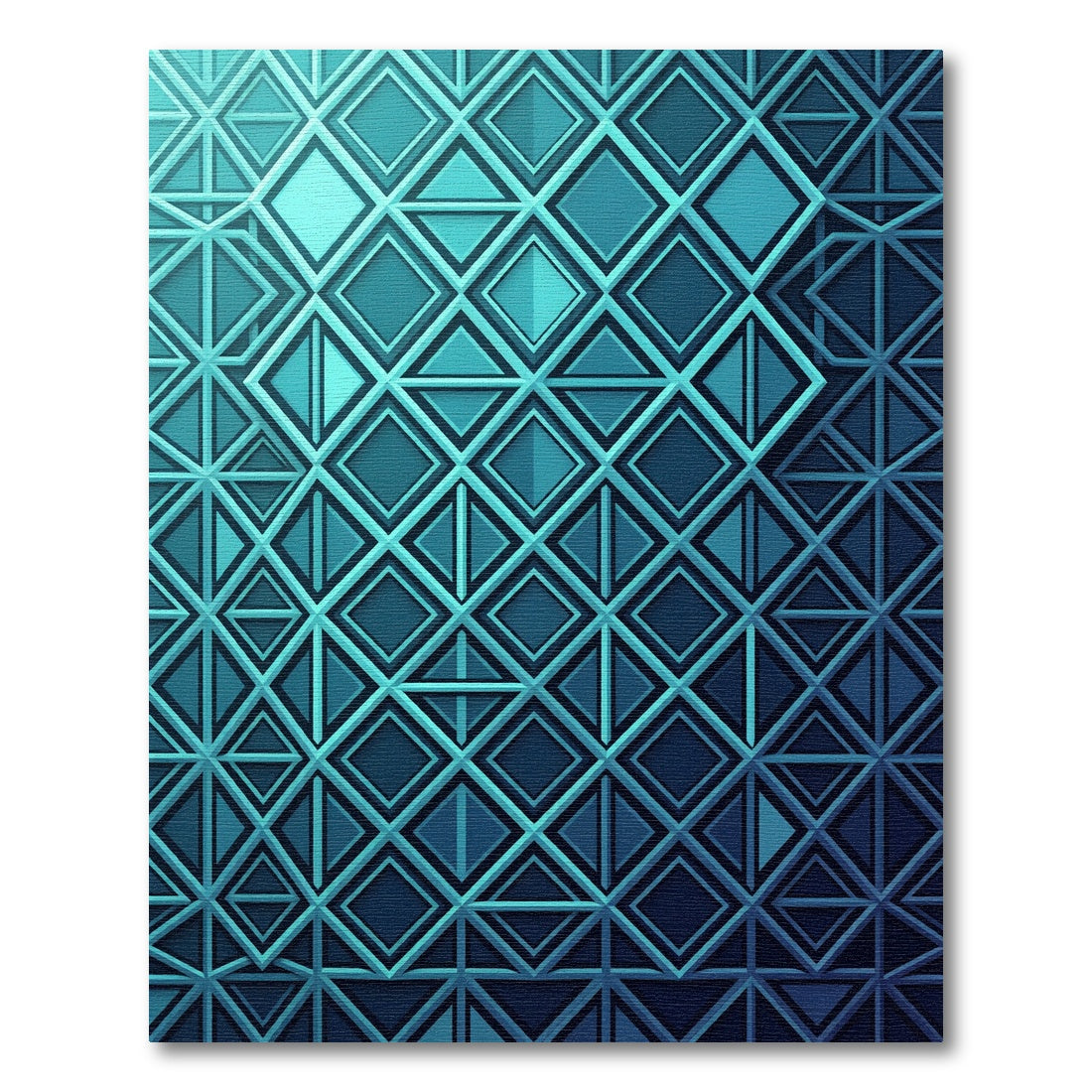 Deep Teal Geometric Diamond Accordion Rug