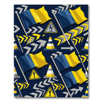 Dynamic Blue and Yellow Traffic Graphic Rug