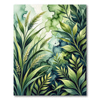 Verdant Lush Green Botanical Watercolor Rug
