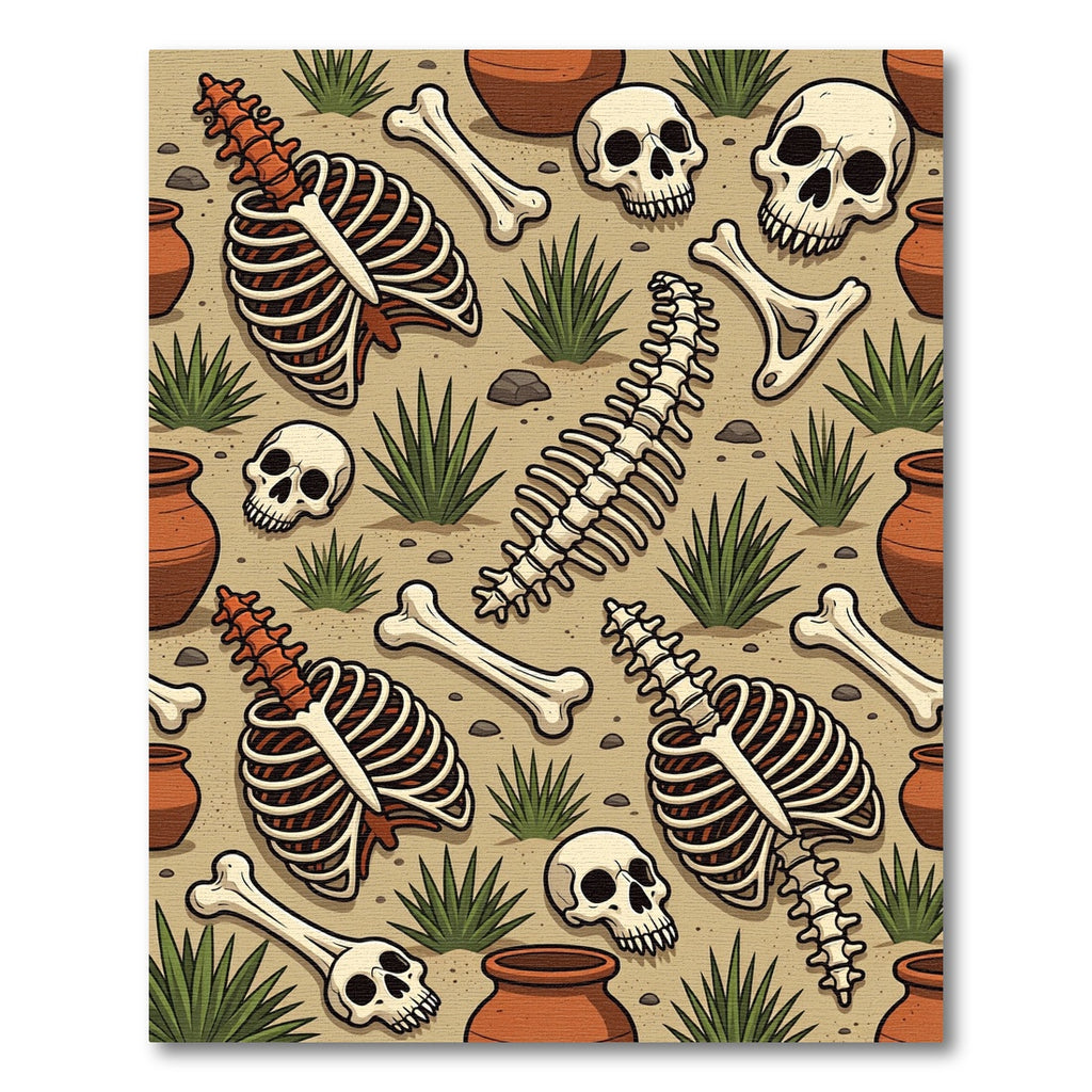 Desert Bone and Terracotta Succulent Tile Rug