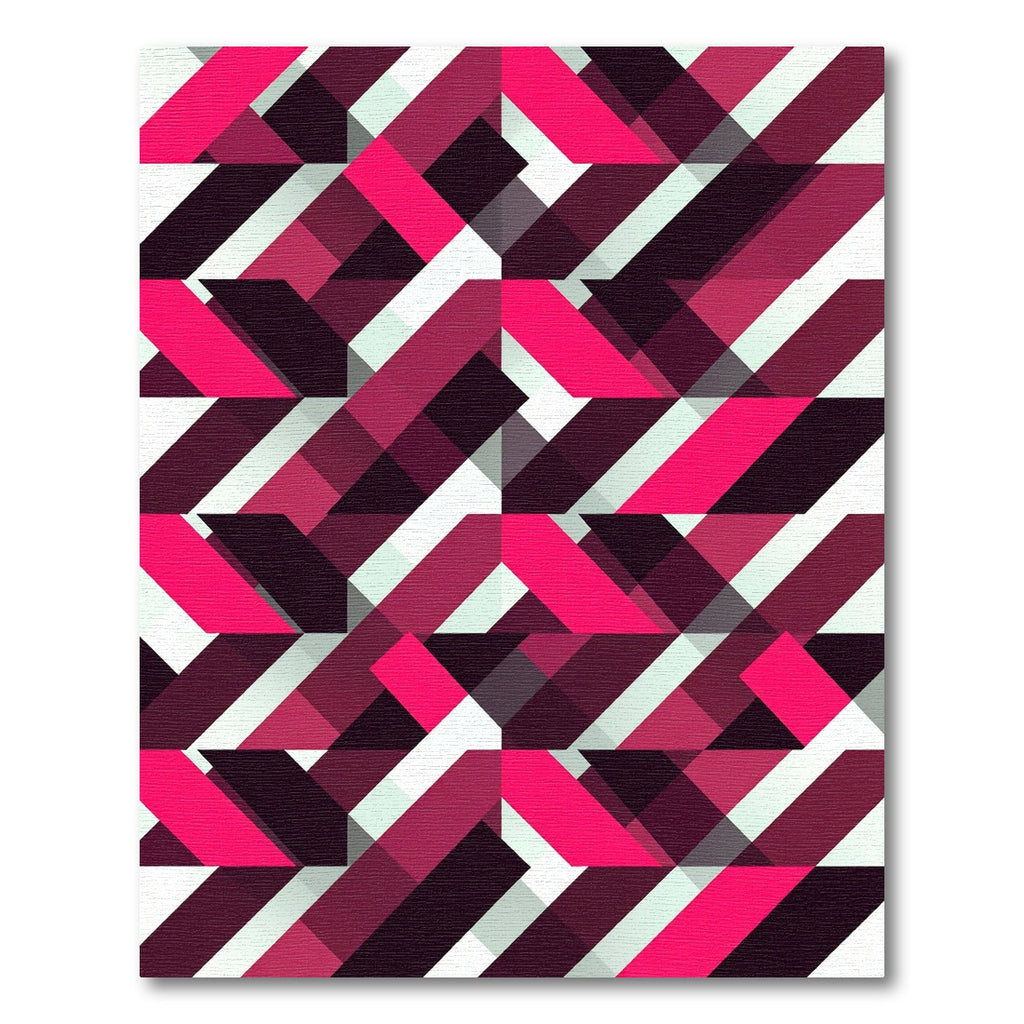 Modern Magenta Abstract Geometric Chevron Rug
