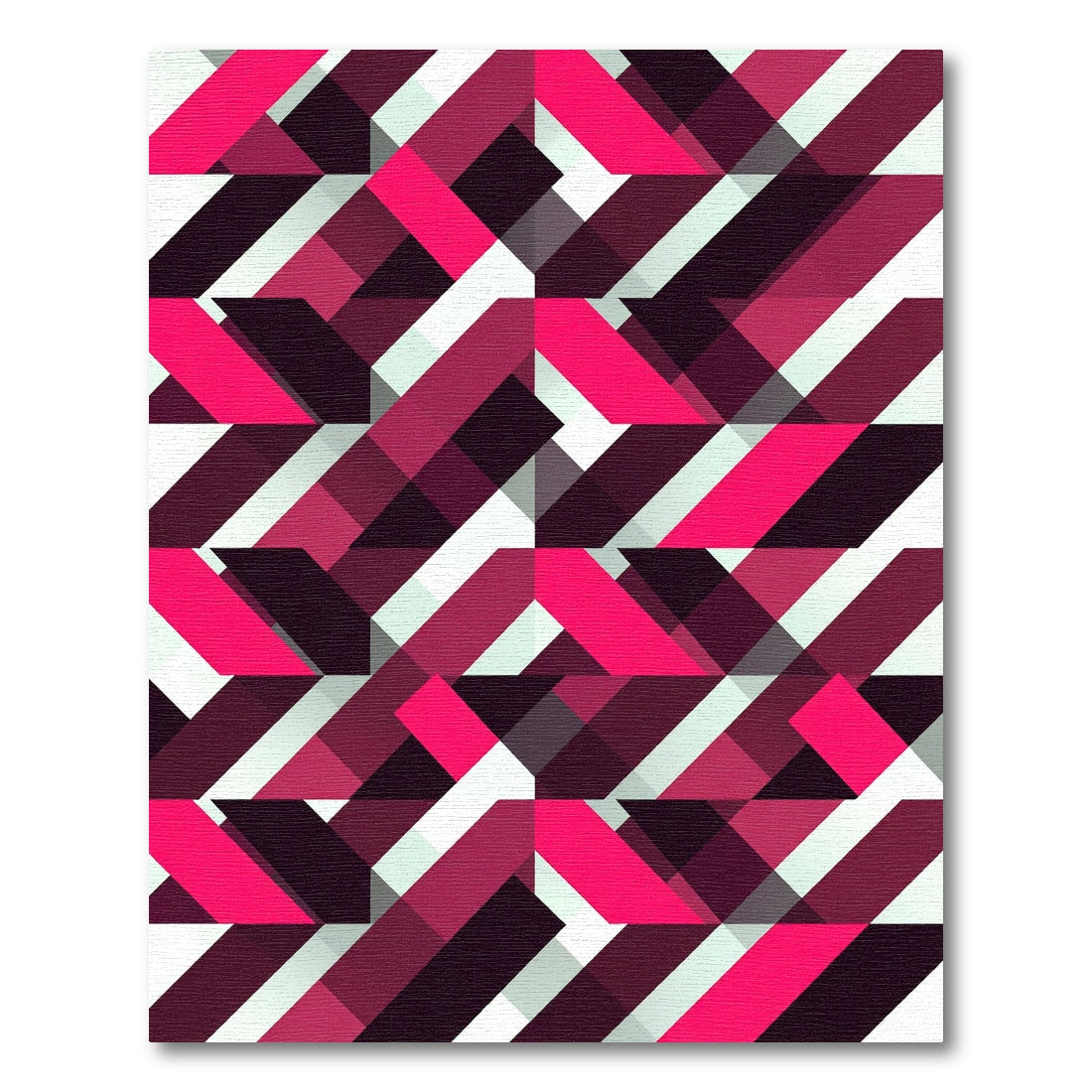 Modern Magenta Abstract Geometric Chevron Rug