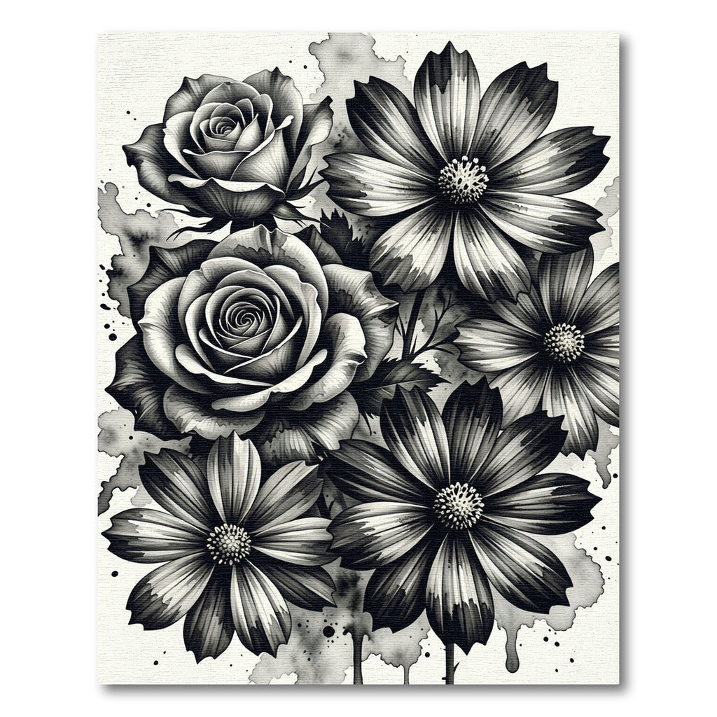 Monochromatic Rose Flower Arrangement Rug