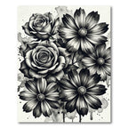 Monochromatic Rose Flower Arrangement Rug