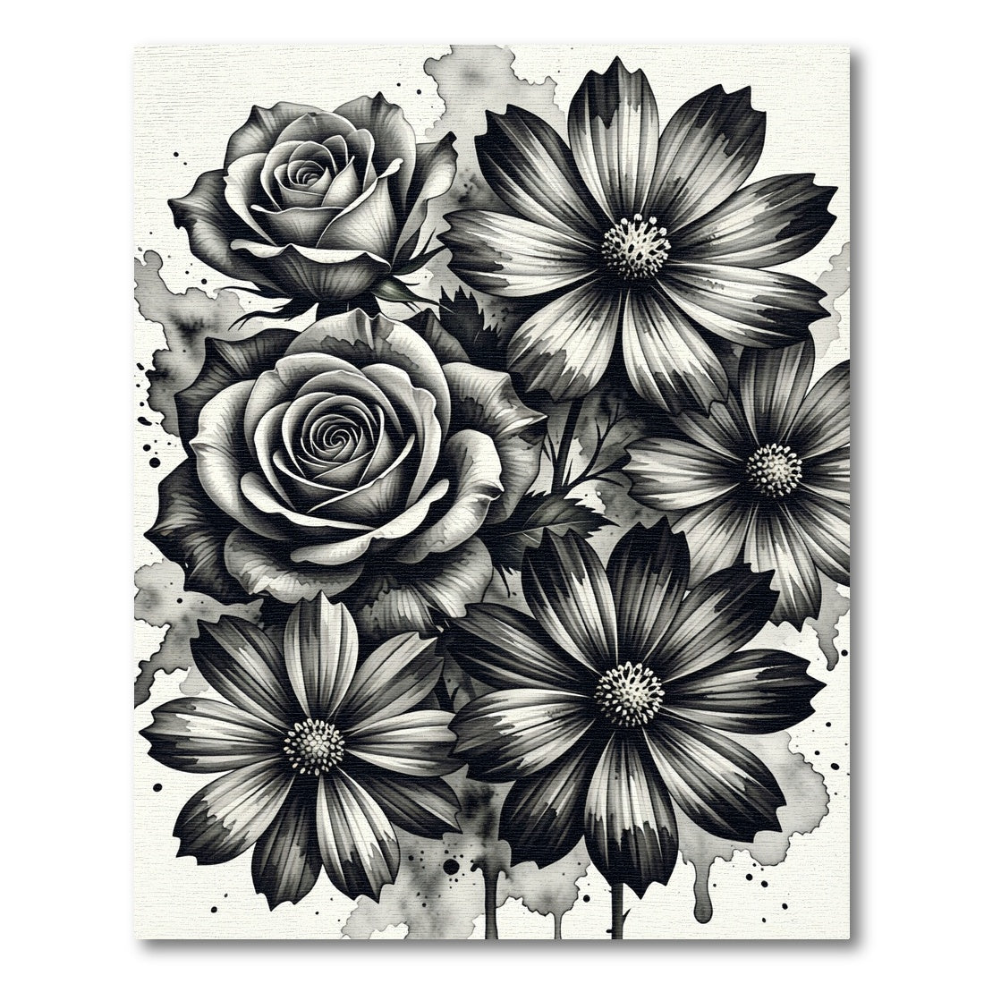 Monochromatic Rose Flower Arrangement Rug