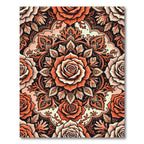 Burnt Orange Rose Floral Medallion Rug