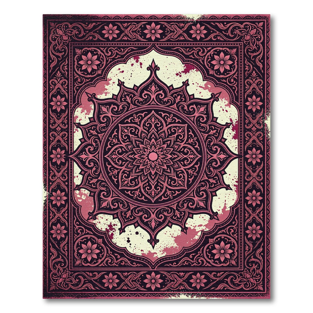 Intricate Maroon Floral Mandala Tapestry Rug