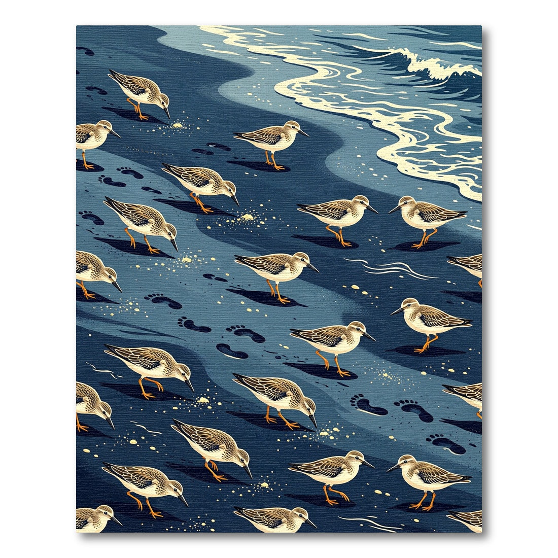 Coastal Sandpiper Shoreline Blue Accent Rug
